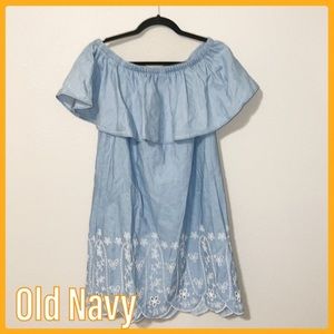 {Old Navy} - Embroidered Chambray Dress - Off Shoulder